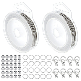 Наборы фурнитуры для самостоятельного изготовления украшений, включая 304 проставки из нержавеющей стали, застежка когтя омара, кольцо для прыжка и проволока «тигриный хвост»