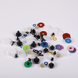 Plastic Safety Craft Eye, with Spacer and PU Sequins Ring, for DIY Doll Toys Puppet Plush Animal Making