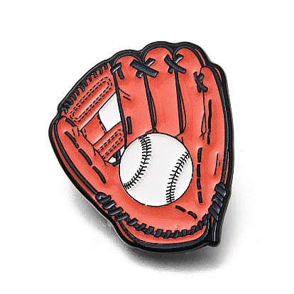 Sports Baseball Glove & Ball Enamel Pins, Black Alloy Lapel Pin Backs for Backpack Clothes