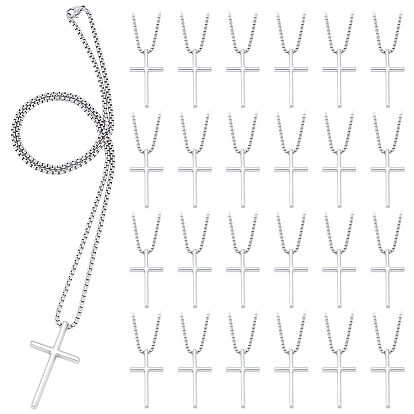 24 Набор подвесок в виде креста из религиозного сплава с цепочкой из нержавеющей стали (марка 667 эквивалент), не тускнеет