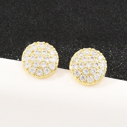 Серьги-гвоздики из латунного микро-паве, полукруглый, долговечный, стойки покрытие, без свинца и без кадмия