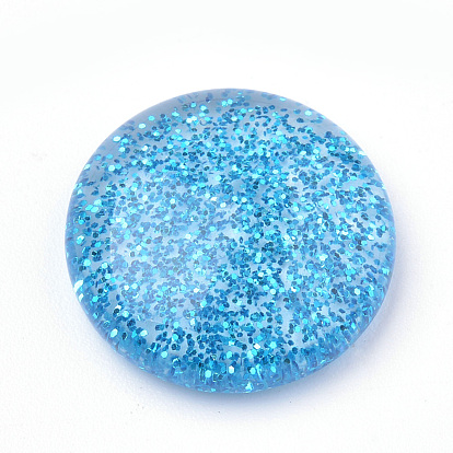 Resin Cabochons, with Glitter Powder, Dome/Half Round