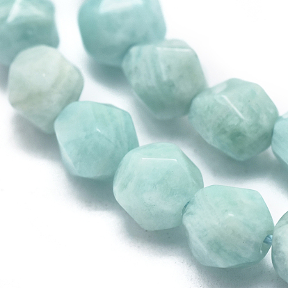 Natural Amazonite Beads Strands, Faceted, Round, Star Cut Round Beads