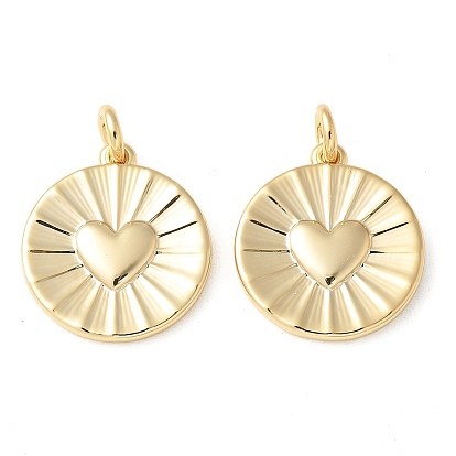 Латунные подвески, плоский круглый с сердечками, без кадмия и без свинца, долговечный, стойки покрытие, с целью перехода в кольце