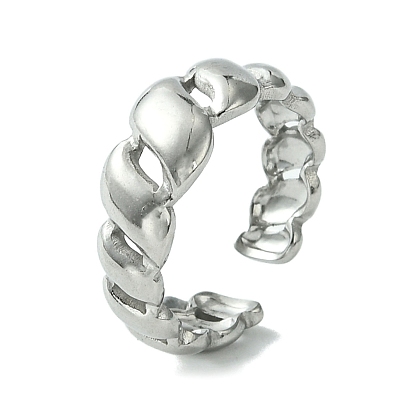 304 Stainless Steel Open Cuff Ring, Hollow