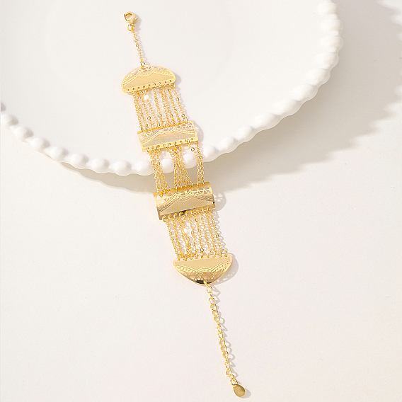 Элегантные латунные прямоугольные браслеты, браслеты-цепочки для женщин