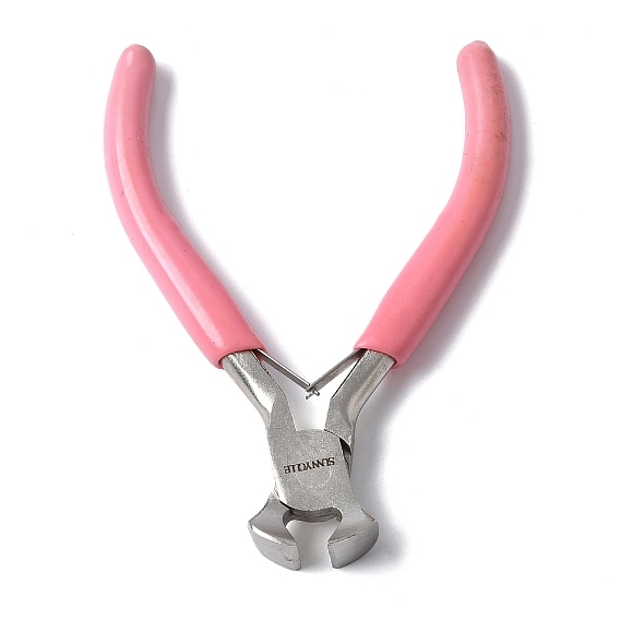 (Defective Closeout Sale: Yellowing) 45# Carbon Steel Jewelry Pliers, End Cutting Pliers with Plastic