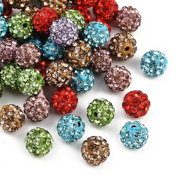 Бусины со стразами, полимерная глина , pave disco бусины, класс А, половине просверлил, круглые, С. 9 (1.5 мм), 1.6 мм, отверстие : 6 мм