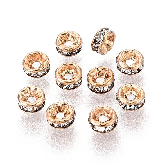 Латунные бусины разделители для поставки стразов, без кадмия и без свинца, рондель, прямой фланец, кристалл