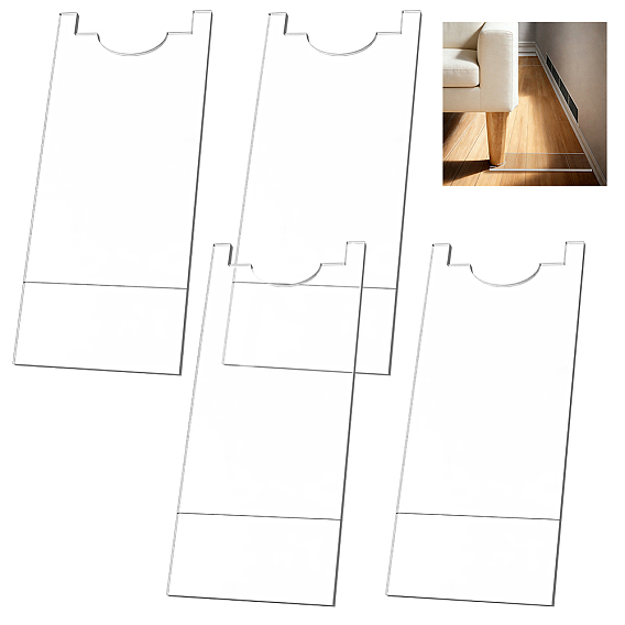 4 Piezas de tope rectangular de acrílico para sofá y cama, espaciador de cabecero, almohadillas para muebles