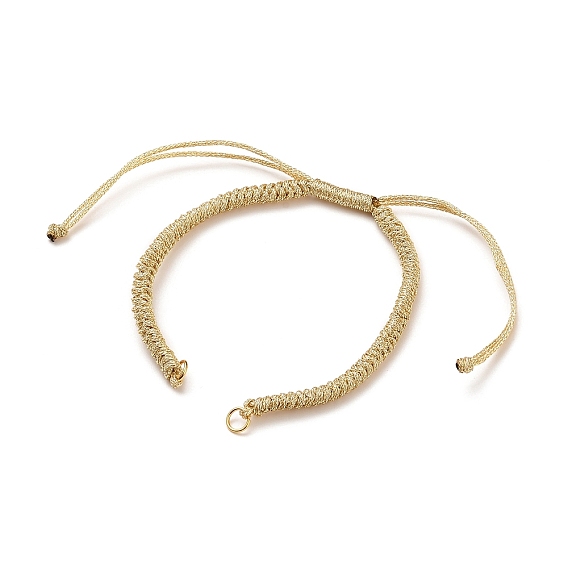 Регулируемый плетеный браслет из полиэфирного шнура, с открытыми пружинными кольцами из нержавеющей стали 304