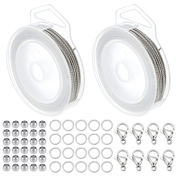 Наборы фурнитуры для самостоятельного изготовления украшений, включая 304 проставки из нержавеющей стали, застежка когтя омара, кольцо для прыжка и проволока «тигриный хвост»