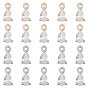 20 pcs 2 couleurs pendentifs en laiton micro pavé zircone cubique, charmes de larme, sans cadmium et sans nickel et sans plomb, plaqué or véritable 18k/platine
