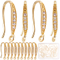 30Pcs Brass Micro Pave Clear Cubic Zirconia Earring Hooks, with Horizontal Loop, Nickel Free
