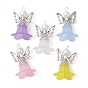 Tibetan Style Alloy Pendants, with Transparent Acrylic Beads, Frosted, Flower, Angel