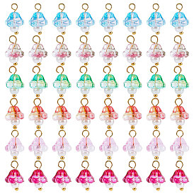 120 шт. 6 цвета гальванического стекла подвески, с позолоченной латунной фурнитурой и круглыми бусинами из стеклянного жемчуга, труба цветок