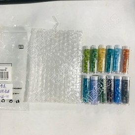 880pcs 11 colors 6/0 Transparent Glass Seed Beads, Frosted AB Colours, Square Hole, Cube