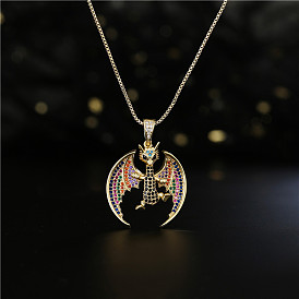 Dragon Pendant Necklace with Colorful Zircon for Hip Hop Style