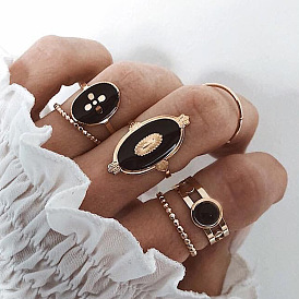 R247 Jewelry Fashion Ring Set 6 Personality Women's Metal Geometric Hand Jewelry