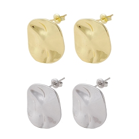 Brass Stud Earrings, Twist Oval