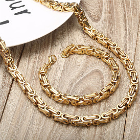 Наборы из цепей и браслетов из нержавеющей стали с византийским узором для мужчин