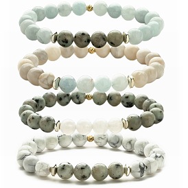 Bracelet de perles en pierre flash naturelle avec turquoise blanche, bijoux européens et américains