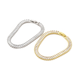 Clear Cubic Zirconia Tennis Bracelets, Rack Plating Brass Jewelry with Fold Over Clasp for Women, Lead Free & Cadmium Free, Long-Lasting Plated