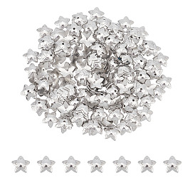 5-Petal Flower Smooth Surface 304 Stainless Steel Bead Caps