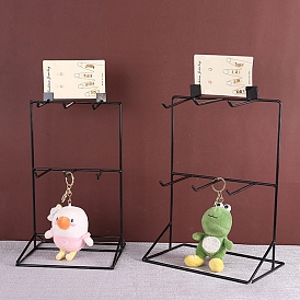 Two Layers Iron Earrings Storage Rack, Keychain Display Holder, Jewelry Storage Stands