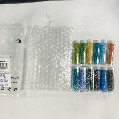 880pcs 11 colors 6/0 Transparent Glass Seed Beads, Frosted AB Colours, Square Hole, Cube