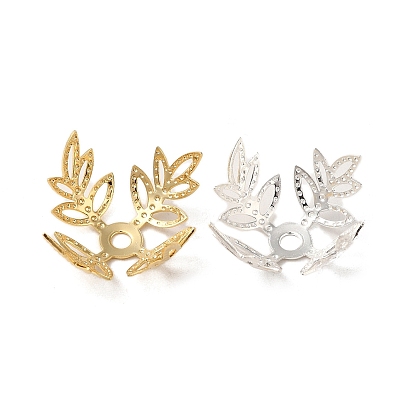 Шапочки и конусы для бусин, латунные, цветок