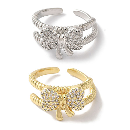 Открытые манжеты из латуни с бантом и микро-паве с прозрачным цирконием для женщин