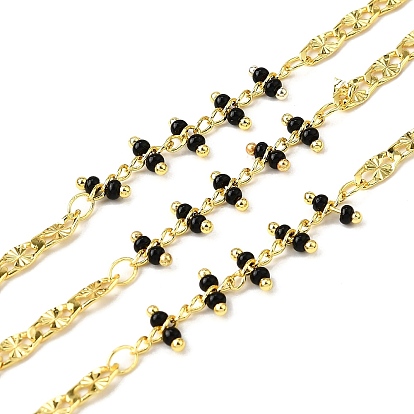 Латунные овальные звенья цепи, со стеклянными бисеринами, без свинца и без кадмия, долговечный, стойки покрытие, пайки, с катушкой