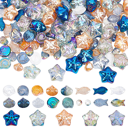 800 шт. гальванизированные стеклянные бусины с океанской тематикой, разнообразные