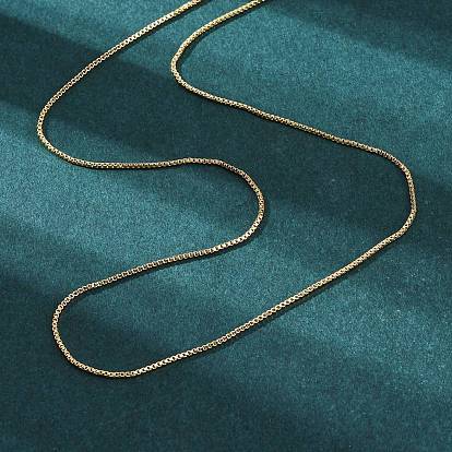 Brass Venetian Chain, Box Chain Necklaces, with Lobster Claw Clasps and Slider Beads, Long-Lasting Plated
