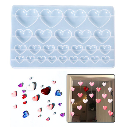 DIY Heart Cabochon Silicone Molds, Resin Casting Molds, for UV Resin, Epoxy Resin Craft Makings