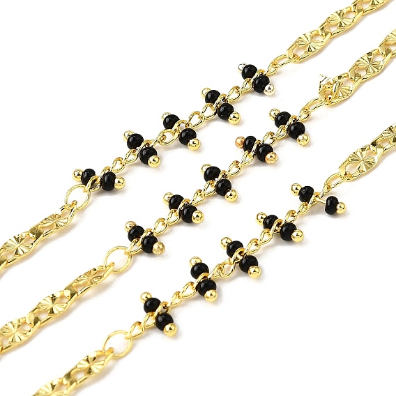 Латунные овальные звенья цепи, со стеклянными бисеринами, без свинца и без кадмия, долговечный, стойки покрытие, пайки, с катушкой