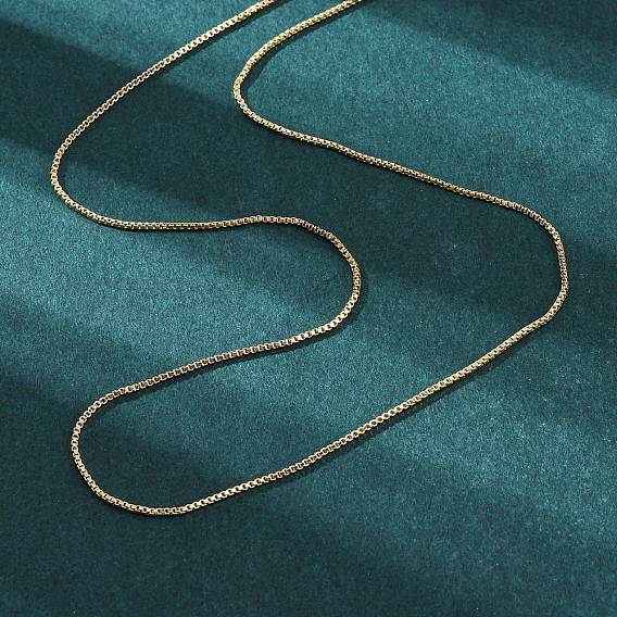 Brass Venetian Chain, Box Chain Necklaces, with Lobster Claw Clasps and Slider Beads, Long-Lasting Plated