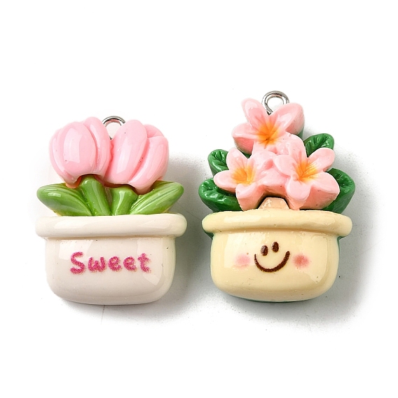 Непрозрачные подвески смолы, цветок с платиновой железной петлей