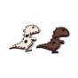 2 Boutons en bois en forme de dinosaure avec trou