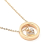 Brass Micro Pave Clear Cubic Zirconia Pendant Necklaces, with 304 Stainless Steel Lobster Claw Clasps, Ring with Heart