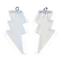 Opalite Pendants, Lightning Bolt Charm, with Stainless Steel Color Tone 304 Stainless Steel Loops