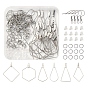 DIY Earring Making Finding Kit, Including 304 Stainless Steel Wire Pendants & Earring Hooks & Jump Rings, Plastic Nuts