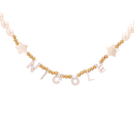 10636 Temperament Alphabet Pearl Necklace - Versatile Collarbone Chain, Cold Wind Accessories.