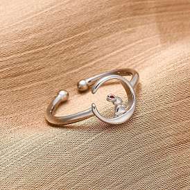 Латунные эмалевые регулируемые открытые манжеты для женщин, кролик