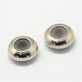 Alloy Beads, with Rubber Inside, Slider Beads, Rondelle