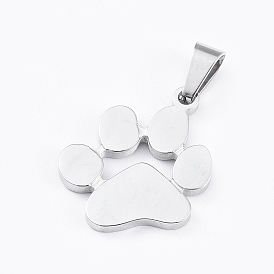 Pendentifs en acier inoxydable, empreintes de pattes de chien