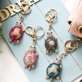 Colorful diamond cute turtle creative metal key chain pendant car pendant small gift