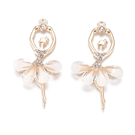 20большие подвески из сплава, подвески-балерины с граненой смолой и хрустальными стразами, золотые