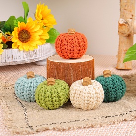 Polyester Knitted Pumpkin Halloween Party Ornaments, for Home Desktop Decoration